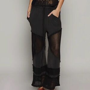 POL Black Mesh Panel Pants